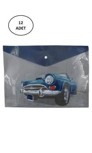 Puti Desenli A4 Çıtçıtlı Dosya 2 Taşıt Desenli (12 Li Paket)