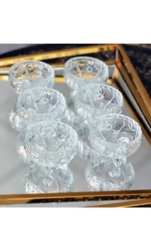 Rayan Cam Ayaklı Kase 6lı Kristal Görünüm
