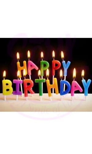 Rengarenk Happy Birthday Yazılabilen Doğum Günü Mumu
