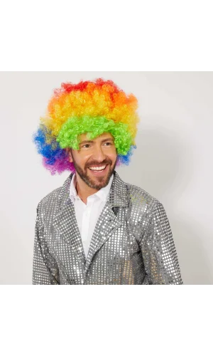 Rengarenk Kıvırcık Afro Bonus Peruk