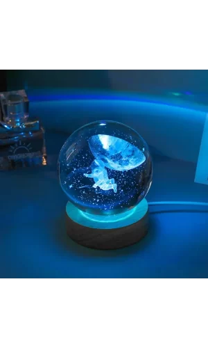 Renk Değiştiren Astronot Tasarımlı Cam Küre