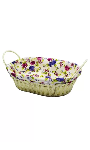 Renkli Bezli Oval Hasır Ekmek Sepeti Royaleks-8821