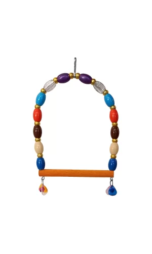 Renkli Boncuklu Ve Çanlı Muhabbet Kuşu Salıncağı 11-13.5 cm Renkli