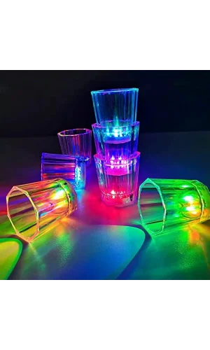 Renkli Led Parlayan Fiber Optik Glow Işıklı Bardak 5,5 X 5,5 Cm 1 Adet