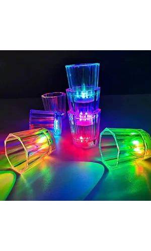 Renkli Led Parlayan Fiber Optik Glow Işıklı Bardak 5,5 X 5,5 Cm 1 Adet