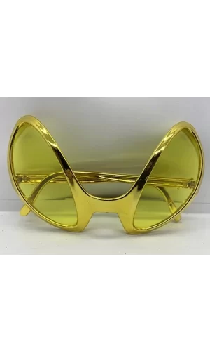 Retro Gözlük - 80 Li 90 Lı Yıllar Parti Gözlüğü Gold Renk 8x13 Cm