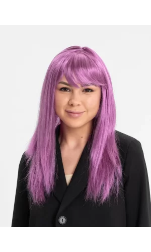 Rose Pembe Renk Düz Kesim Uzun Parti Peruğu Takma Saç