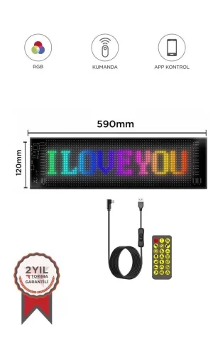 Rp1259 Led Matrix Panel 16x96cm Telefon Kontrollü Kayar Led Animasyon Aydınlatma