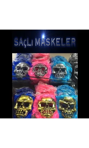 Saçlı İskelet Yüzlü Maskeler
