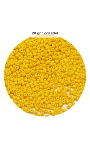 Sarı Renk 4 mm Yaklaşık 220 adet/20 gram Cam Boncuk Oya Yazma Bileklik ve Kolye