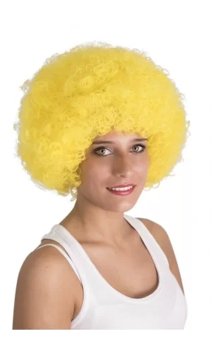 Sarı Renk Kıvırcık Afro Bonus Peruk