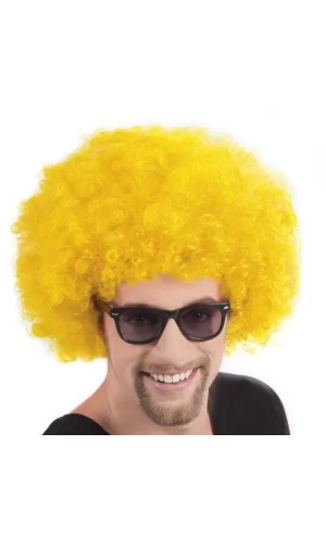 Sarı Renk Kıvırcık Afro Bonus Peruk