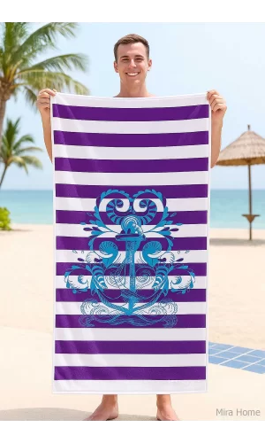 SeaDream Tropikal Desenli Plaj Havlusu 70X140 Cm Çapa