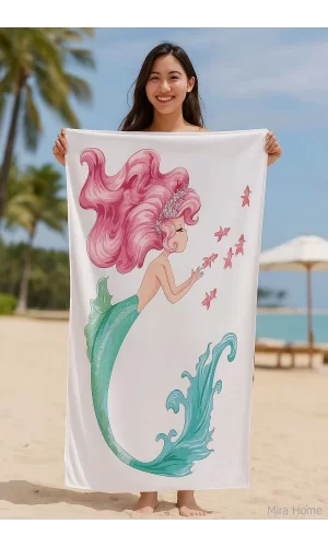 SeaDream Tropikal Desenli Plaj Havlusu 70X140 Cm Denizkızı