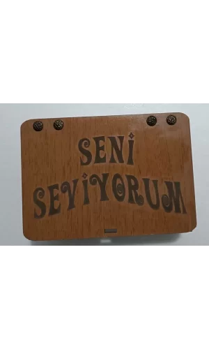 Seni Seviyorum Ahşap Hediye Kutusu Sevgiliye Hediye