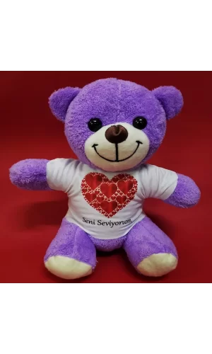 Seni Seviyorum Baskılı Tişörtlü Peluş Ayıcık