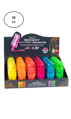 Serve Berry Mini Fosforlu Kalem Karton Stand 30lu