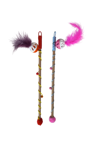Sesli Toplu Tüylü Kedi Oltası 40-50 cm Renkli
