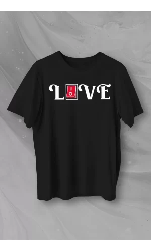 Luz&Pos Sevgililer Günü İçin Özel Tasarım Love Baskılı T-shirt - Siyah