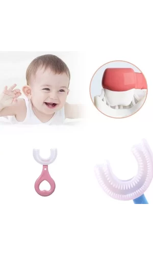 Silikon Çocuk Diş Fırçası Tartar Temizleyici (2-12 Yaş) - Pembe