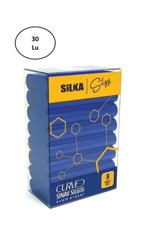 Silka Curved Sınav Silgisi 8li 30lu
