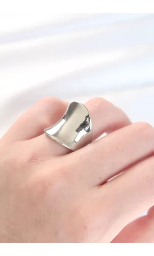Silver Renk Ayarlanabilir Kavisli Ayna Yüzük