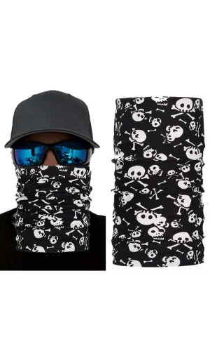 Siyah Beyaz İskelet Baskılı Buff Bandana