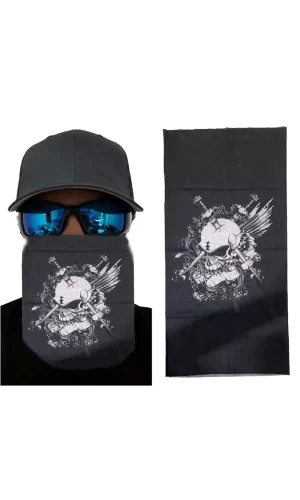 Siyah Beyaz Kafatası Baskılı Buff Bandana 25x48 cm