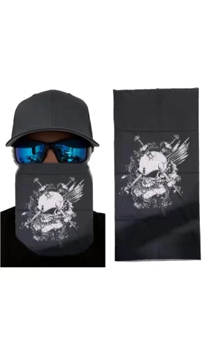 Siyah Beyaz Kafatası Baskılı Buff Bandana 25x48 cm