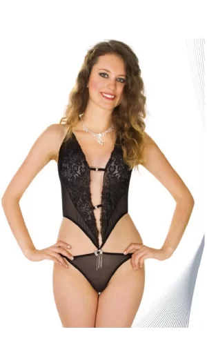 Siyah Dantelli Bodysuit - 920