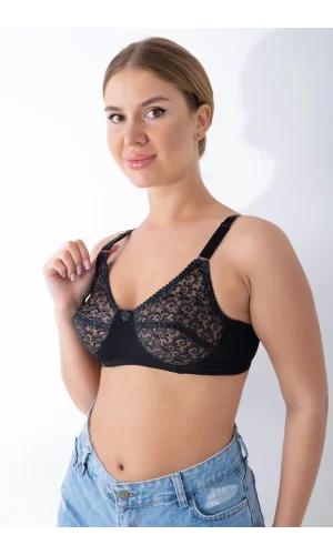 Siyah Dantelli Toparlayıcı Sütyen - 506