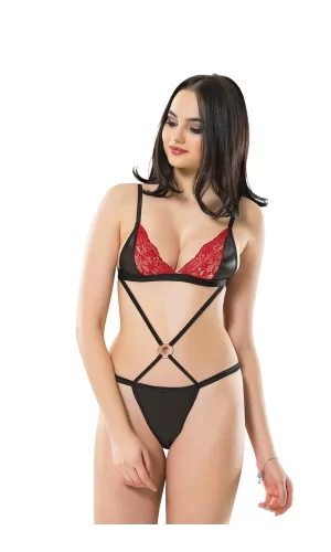 Siyah Kırmızı Sütyen Takım - 6585