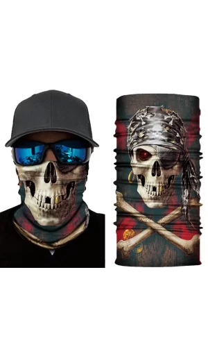 Siyah Korsan Kafatası Baskılı Buff Bandana 30x48 cm
