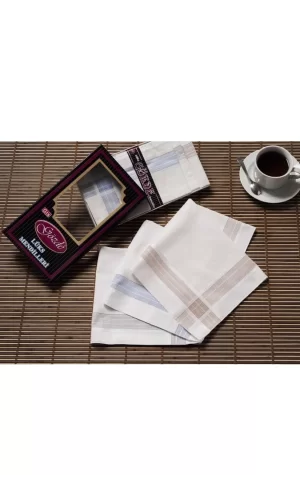 Siyah Kutulu 42x42 cm Düzine 12 Adet Kumaş Mendil-GM 03