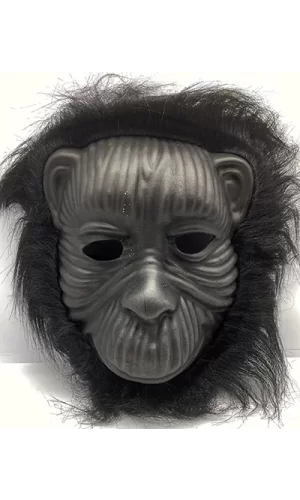 Siyah Renk Eva Goril Maskesi - Siyah Peluşlu Tüylü Orangutan Maskesi