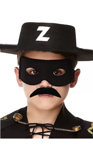 Siyah Renk Zorro Şapkası Zorro Maskesi Ve Zorro Bıyık Çocuk Boy