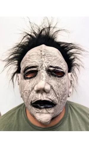 Siyah Saçlı Michael Myers Lateks Yüze Tam Yapışan Et Maske Korku Maskesi