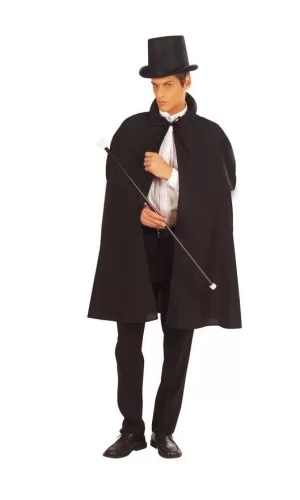 Siyah Sihirbaz Pelerini 120 Cm Ve Sihirbaz Şapkası 12 Cm Yetişkin Boy