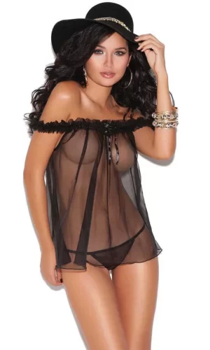 Siyah Transparan Fantazi Gecelik Tm1186