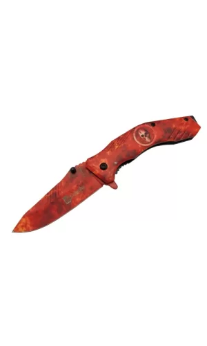 Skeleton 7000b Kamp Çakı 20 Cm - Kırmızı İskelet Desenli, Otomatik
