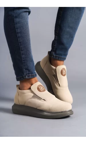 SLW161 Hippo Bağcıksız Süet Erkek Günlük Sneaker Ayakkabı SGT - Bej