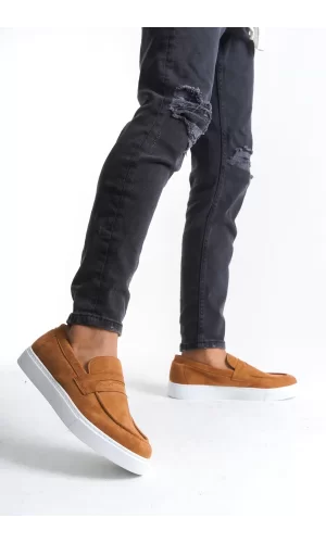 SLW180 Estilo X Bağcıksız Süet Erkek Günlük Spor Klasik Ayakkabı SBT - Taba