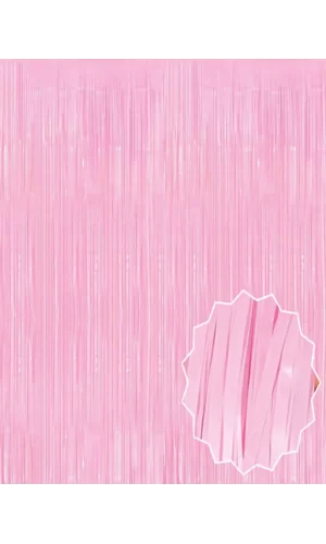 Soft Pembe Püsküllü Kapı Perdesi - Parti, Baby Shower, Cinsiyet Partisi 1x2 M