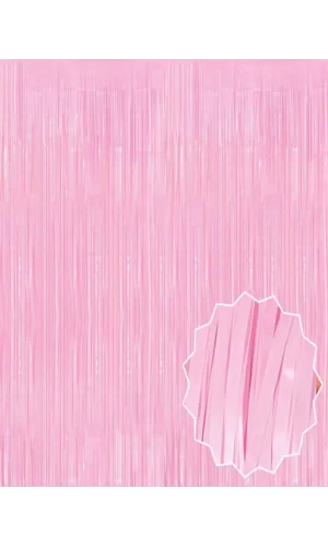 Soft Pembe Püsküllü Kapı Perdesi - Parti, Baby Shower, Cinsiyet Partisi 1x2 M