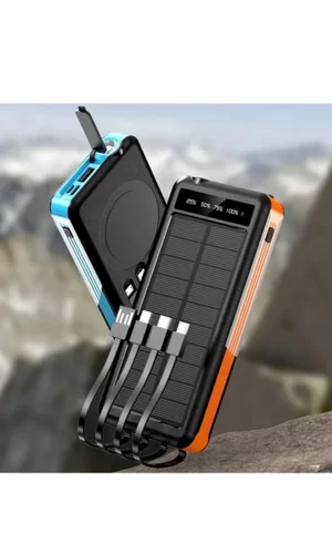 Solar Powerbank 1xusb 10.000mah Lcd Ekran Dahili Usb Mikro Type-c Powerbank