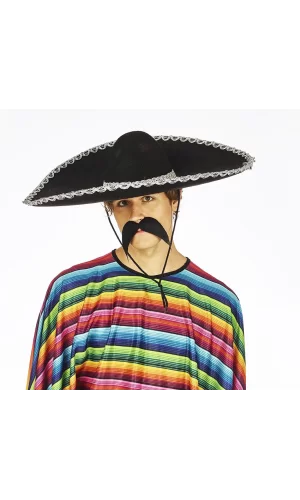 Sombrero Meksika Şapkası Gümüş Şeritli Yetişkin Boy