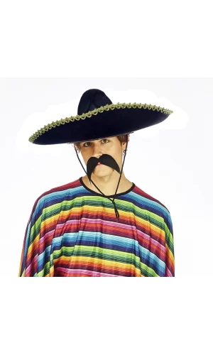 Sombrero Meksika Şapkası Mariachi Altın Şeritli Yetişkin Boy