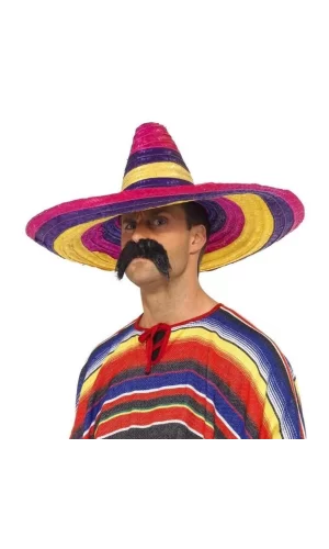 Sombrero Meksika Şapkası Renkli Örme Hasır Yetişkin Boy
