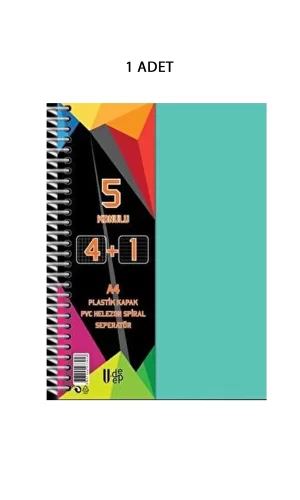 Spiralli PP Kapak 4+1 125  Yaprak Ayraçlı Defter