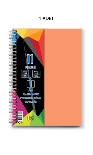 Spiralli PP Kapak 7+3+1 275 Yaprak 11 Ayraçlı Defter